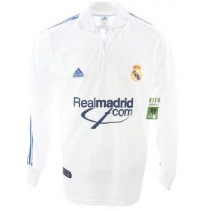 Camisa retro Adidas Real Madrid 2001 2002 I jogador manga comprida